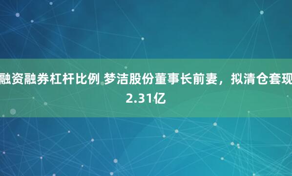 融资融券杠杆比例 梦洁股份董事长前妻，拟清仓套现2.31亿